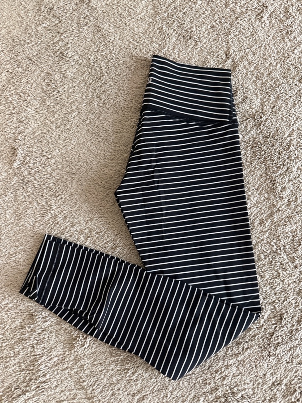 lululemon athletica Black and White Striped Leggings